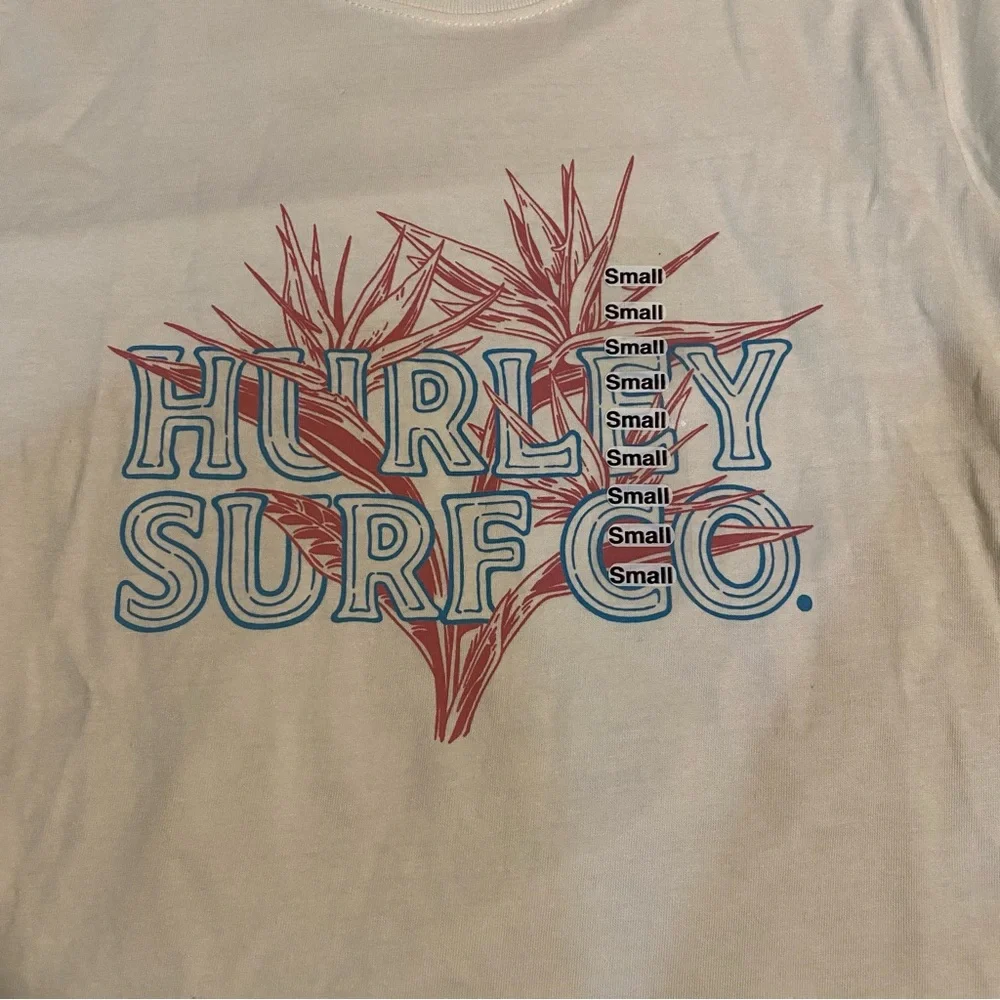 Hurley White Short-Sleeve Surf Co. Graphic Tee with Blue & Pink Print - Picture 3 of 4
